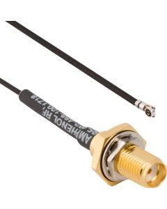 AMC4 Right Angle Plug to SMA Straight Bulkhead Jack 1.13 mm 50 Ohm 100 mm