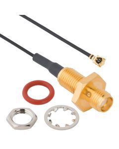 AMC Right Angle Plug to SMA Straight Bulkhead Jack IP67 1.13 mm 50 Ohm 250 mm