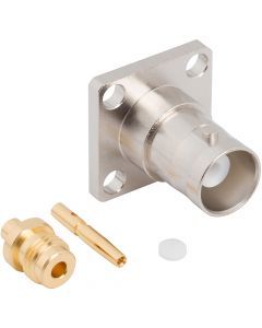 BNC Straight Solder Jack 0.085-inch Conformable 0.086-inch Conformable RG-405 4-Hole Flange 50 Ohm
