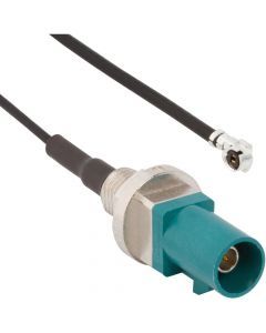 AMC Right Angle Plug to FAKRA Straight Bulkhead Plug IP67 1.37 mm 50 Ohm 100 Millimeter Z Key Code