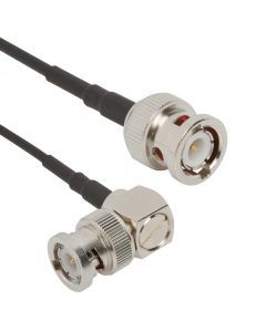 BNC Straight Plug to BNC Right Angle Plug RG-174 50 Ohm 6 Inches