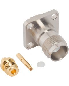 TNC Straight Solder Jack 0.085-inch Conformable 0.086-inch Conformable RG-405 4-Hole Flange 50 Ohm