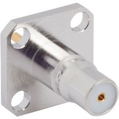 QMA Panel Mount Jack 4-Hole Flange Round Post 50 Ohm
