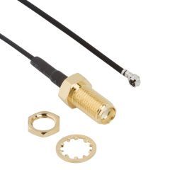 AMC Right Angle Plug to SMA Straight Bulkhead Jack 1.37 mm 50 Ohm 50 mm