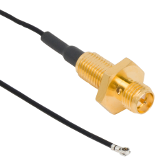 AMC4 Right Angle Plug to RP-SMA Straight Front Mount Bulkhead Jack IP67 1.13 mm 50 Ohm 300 mm