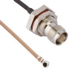 AMC Right Angle Plug to TNC Straight Bulkhead Jack Rear Mount IP67 RG-178 50 Ohm 50 mm
