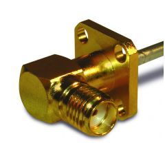 SMA Panel Mount Right Angle Jack 4-Hole Flange Solder RG-405 0.086-inch Conformable 50 Ohm