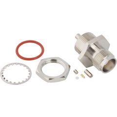 TNC Straight Crimp Jack 0.81 mm Micro-cable Bulkhead Front Mount 50 Ohm