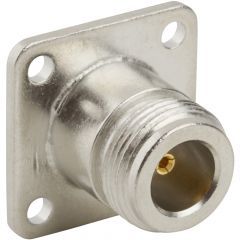 N-Type Panel Mount Jack 4-Hole Flange Round Post 50 Ohm