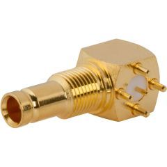 1.0-2.3 Right Angle PCB Jack Through Hole Bulkhead Rear Mount 75 Ohm