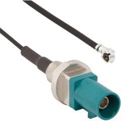 AMC Right Angle Plug to FAKRA Straight Bulkhead Plug IP67 1.37 mm 50 Ohm 50 Millimeter Z Key Code