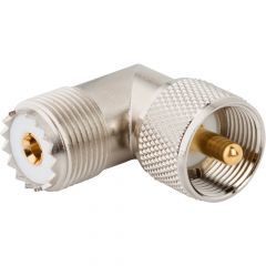 UHF Jack to UHF Plug Adapter 50 Ohm Right Angle