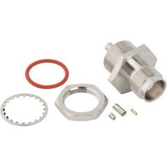 TNC Straight Crimp Jack 1.32 mm Micro-cable Bulkhead Front Mount 50 Ohm