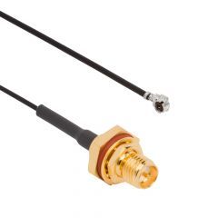 AMC Right Angle Plug to RP-SMA Straight Bulkhead Jack IP67 1.13 mm 50 Ohm 150 mm