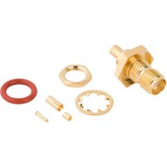 SMA Straight Crimp Jack 1.32 mm Micro-cable Bulkhead 50 Ohm IP67