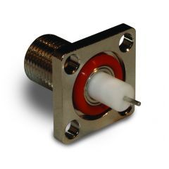 F-Type Straight Receptacle Jack Round Post 4-Hole Flange 75 Ohm