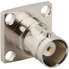 BNC Straight Receptacle Jack Solder Cup 4-Hole Flange 50 Ohm