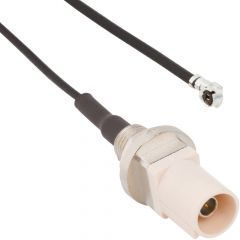 AMC Right Angle Plug to FAKRA Straight Bulkhead Plug IP67 1.37 mm 50 Ohm 300 Millimeter B Key Code