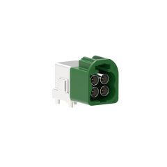 AUTOMATE Type A Mini-FAKRA Quad Port PCB Through Hole Right Angle Plug 50 Ohm E Code