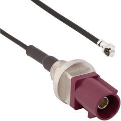 AMC Right Angle Plug to FAKRA Straight Bulkhead Plug IP67 1.37 mm 50 Ohm 200 Millimeter D Key Code