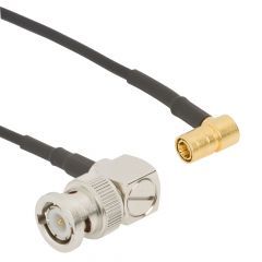 BNC Right Angle Plug to SMB Right Angle Plug RG-174 50 Ohm 250 mm