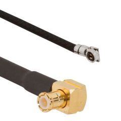 AMC4 Right Angle Plug to MCX Right Angle Plug 1.13 mm 50 Ohm 100 mm