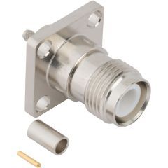 RP-TNC Straight Crimp Jack RG-178 RG-196 4-Hole Flange 50 Ohm