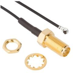 AMC Right Angle Plug to RP-SMA Straight Bulkhead Jack 1.32 mm DS 50 Ohm 150 mm