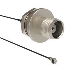 AMC4 Right Angle Plug to TNC Straight Bulkhead Jack IP67 1.13 mm 50 Ohm 250 mm