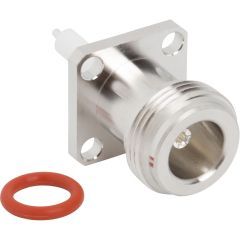 N-Type Panel Mount Jack 4 Hole Round Post 50 Ohm 0.705 Post 0.590 PTFE