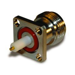 N-Type Panel Mount Jack 4-Hole Flange Round Post 50 Ohm