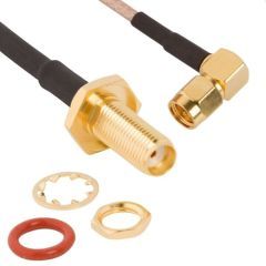 SMA Right Angle Plug to SMA Straight Bulkhead Jack IP67 RG-316 36 Inches