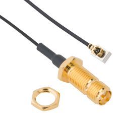 MHF I LK Right Angle Plug to RP-SMA Straight Jack Bulkhead Rear Mount 1.13 mm 50 Ohm 400 mm