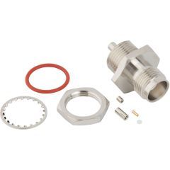 TNC Straight Crimp Jack 1.13 mm Micro-cable Bulkhead Front Mount 50 Ohm