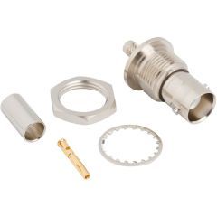 BNC Straight Crimp Jack RG-55 RG-142 RG-223 RG-400 Bulkhead Rear Mount 50 Ohm Isolated
