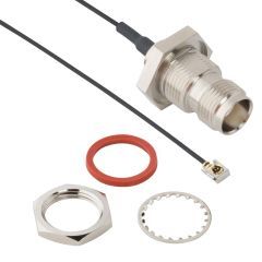 MHF I LK Right Angle Plug to TNC Straight Jack Bulkhead Rear Mount IP67 1.13 mm 50 Ohm 150 mm