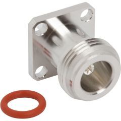 N-Type Panel Mount Jack 4 Hole Round Post 50 Ohm 0.433 Post 0.358 PTFE