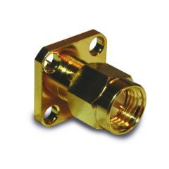 SMA Panel Mount Plug 4-Hole Flange Solder Cup 50 Ohm