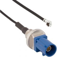 AMC Right Angle Plug to FAKRA Straight Bulkhead Plug IP67 1.37 mm 50 Ohm 150 Millimeter C Key Code