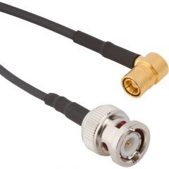 BNC Straight Plug to SMB Right Angle Plug RG-174 50 Ohm 18 inches