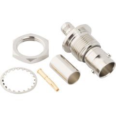 BNC Straight Crimp Jack RG-59 RG-62 Bulkhead Rear Mount 75 Ohm Isolated