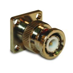 BNC Straight Receptacle Plug Solder Cup 4-Hole Flange 50 Ohm