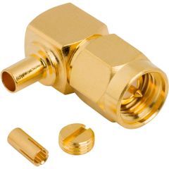 SMA Right Angle Crimp Plug 1.37 mm Micro-cable 50 Ohm