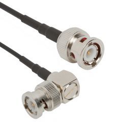 BNC Straight Plug to BNC Right Angle Plug RG-174 50 Ohm 36 Inches