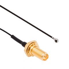 AMC Right Angle Plug to RP-SMA Straight Bulkhead Jack IP67 1.13 mm 50 Ohm 100 mm