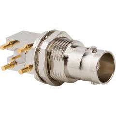 BNC Right Angle PCB Jack Through Hole Bulkhead Rear Mount Isolated 75 Ohm 12G Optimized