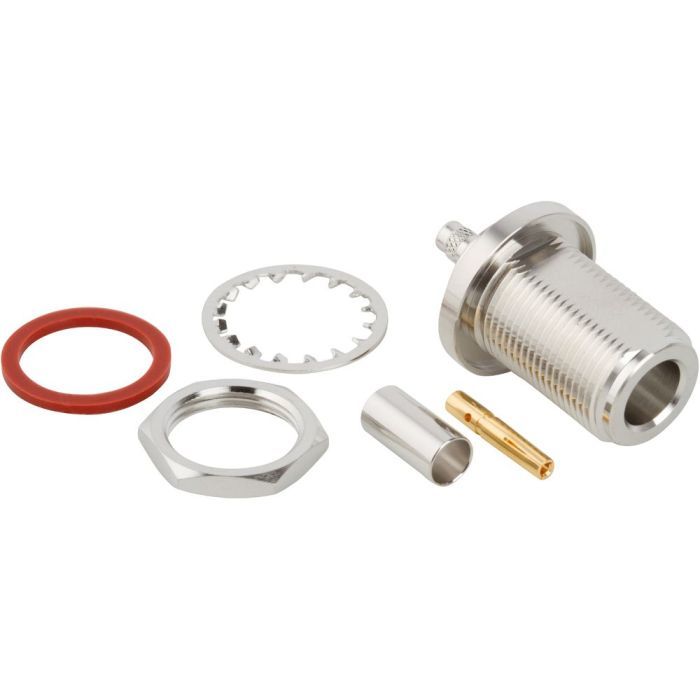 N-Type Straight Crimp Jack RG-55 RG-142 RG-223 RG-400 Bulkhead 50
