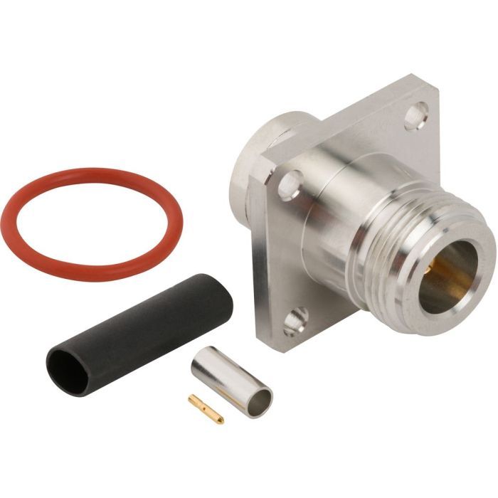 nana N-Type Panel Mount Jack 4-Hole Flange Crimp 50 Ohm IP68