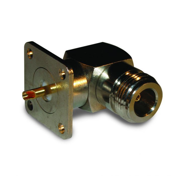 N-Type Panel Mount Right Angle Jack 4-Hole Flange Solder Cup 50 