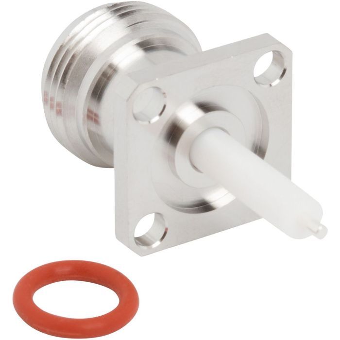 N-Type Panel Mount Jack 4 Hole Round Post 50 Ohm 0.705 Post 0.590